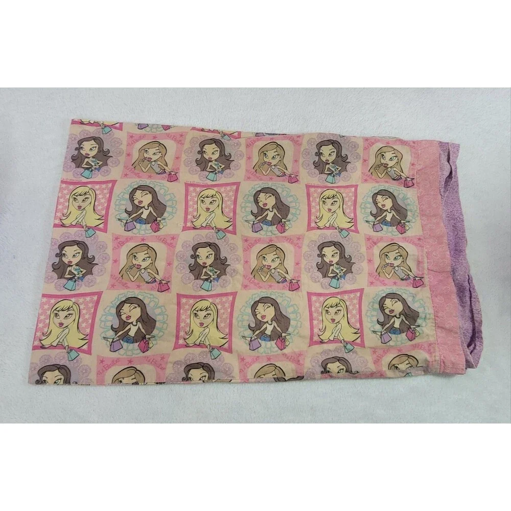 Vintage 2004 Lil Bratz Pink Standard Pillowcase Y2K MGA Doll Pillow Cover Decor